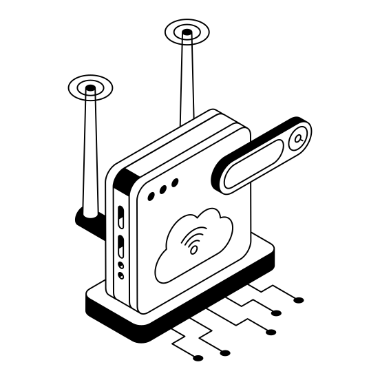 Device, Router, Modem, Cloud, Storage illustration