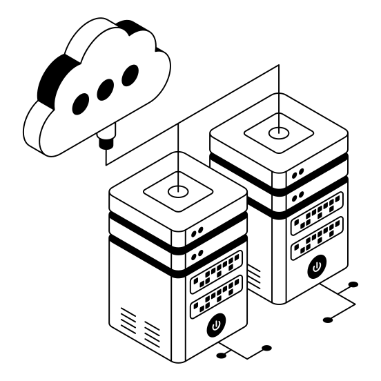 Hosting, Servers, Cloud, Storage, Hosting illustration