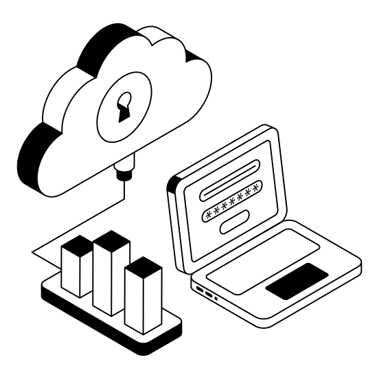 Login, Password, Lock, Laptop, Cloud illustration