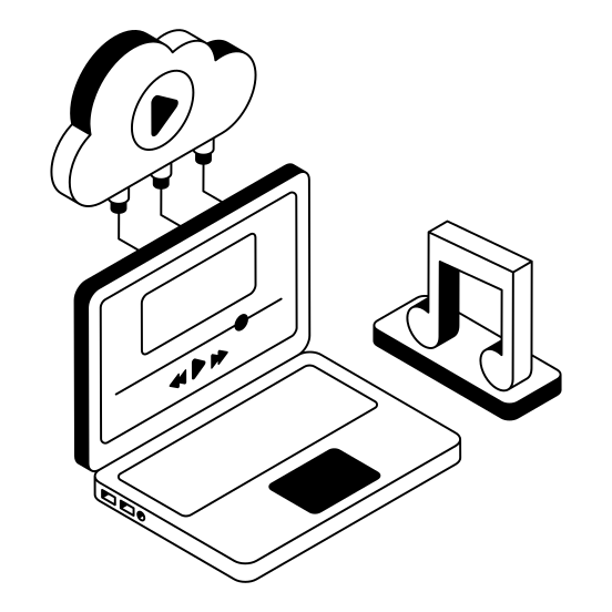 Music, Media, Laptop, Cloud, Storage illustration