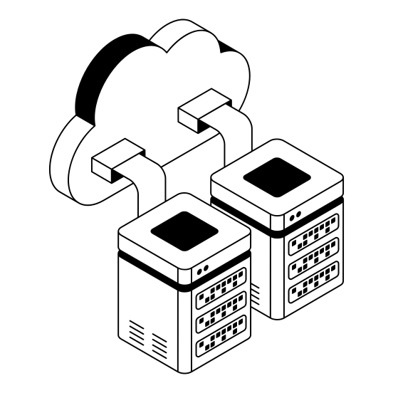 Server, Connection, Cloud, Storage, Hosting illustration