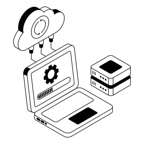 Sync, Laptop, Optimization, Cloud, Storage illustration