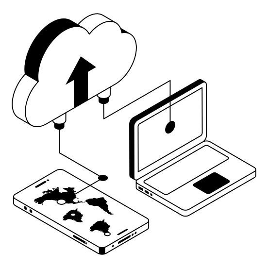 Upload, Export, Laptop, Cloud, Storage illustration