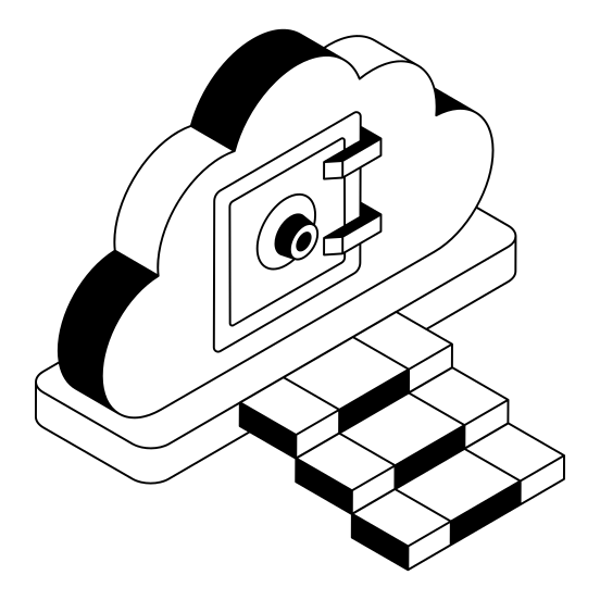 Vault, Locker, Cloud, Storage, Hosting illustration