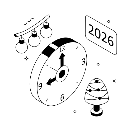 New Year Clock illustration