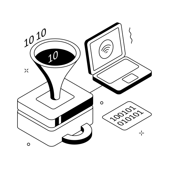 Data, Funnel, Processing, Analysis, Information illustration