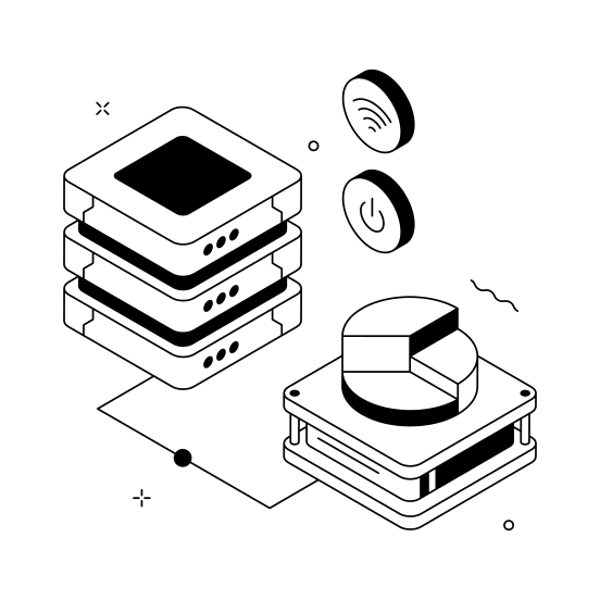 Data, Server, Database, Datacenter, Stack illustration