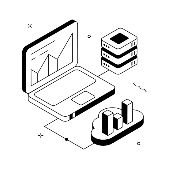 Online, Data, Analysis, Statistics, Analytics illustration