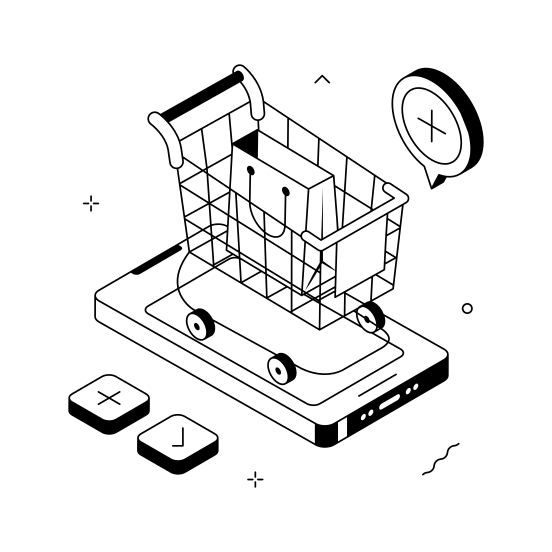 Add To Cart, Online, Mobile, Shopping, Ecommerce, Business, illustration
