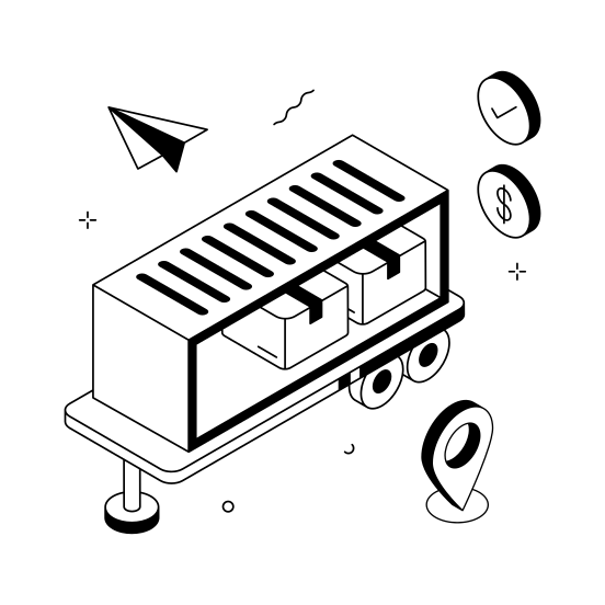 Cargo, Container, Freight, Truck, Delivery, Transportation, Shipping, illustration