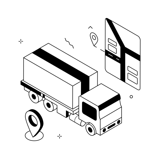 Delivery, Location, Shipping, Logistics, Truck, Gps, Tracking, illustration
