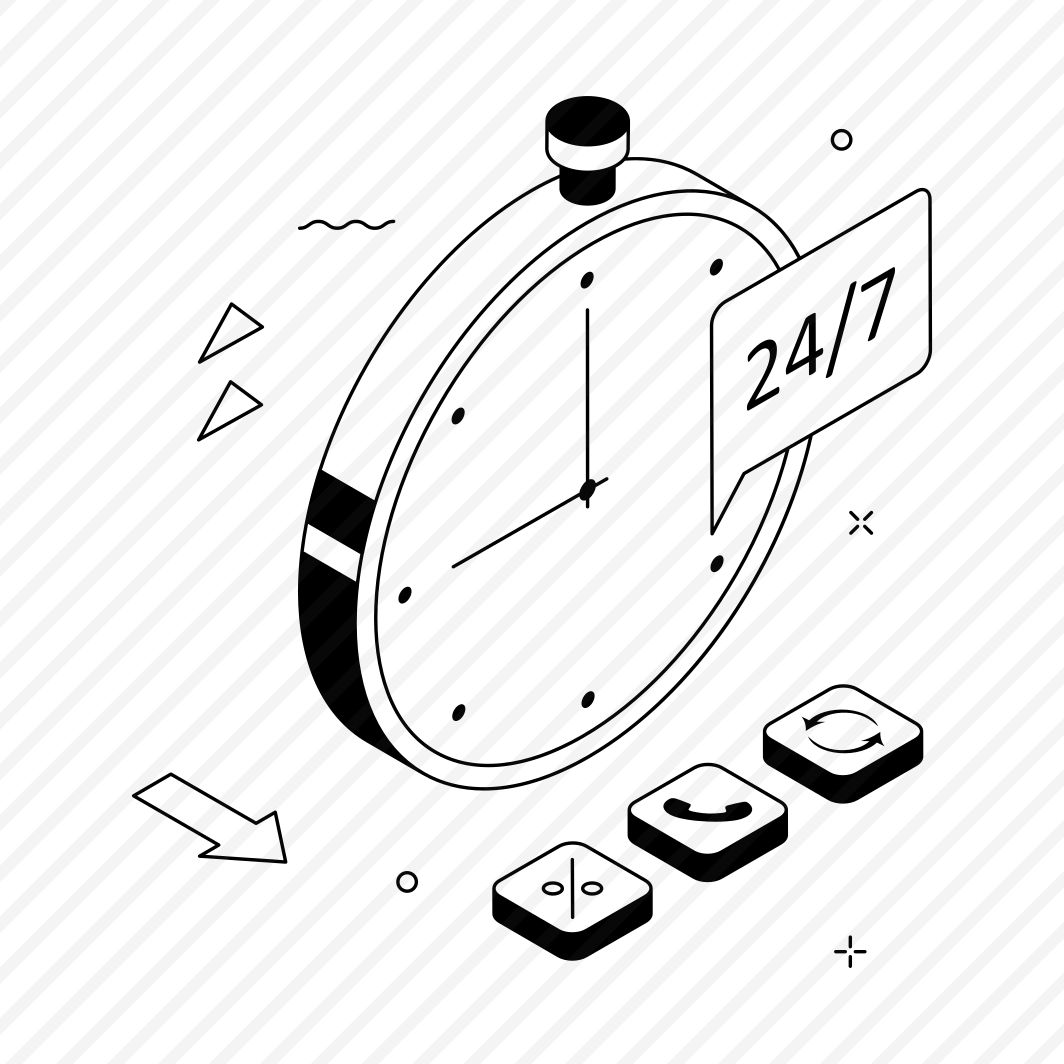  Hours, Service, Availability, Support, Customer, Service, Stopwatch, preview