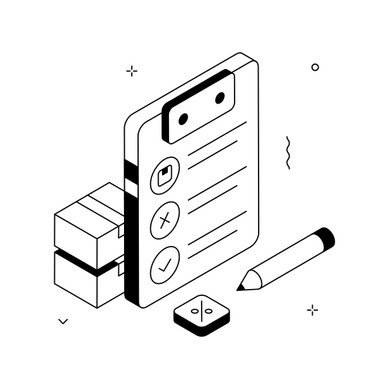 Inventory, List, Checklist, Shipping, Logistics, Shopping, Ecommerce illustration