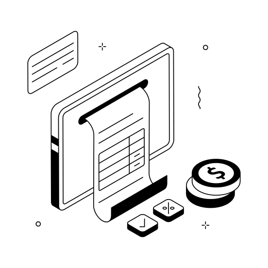 Online, Bill, Receipt, Invoice, Ecommerce, Shopping, Digital illustration