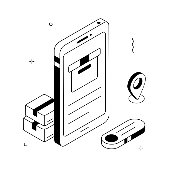 Online, Delivery, App, Mobile, Smartphone, Logistics, Shipping, illustration