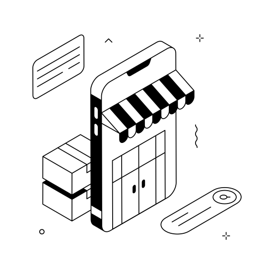 Online, Store, Shop, Mobile, Marketplace, Digital, Ecommerce, illustration