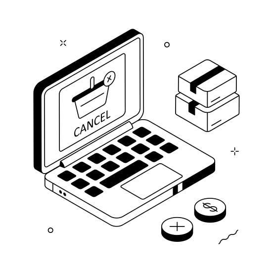 Order, Cancellation, Online, Refund, Rejection, Delivery, Package, illustration