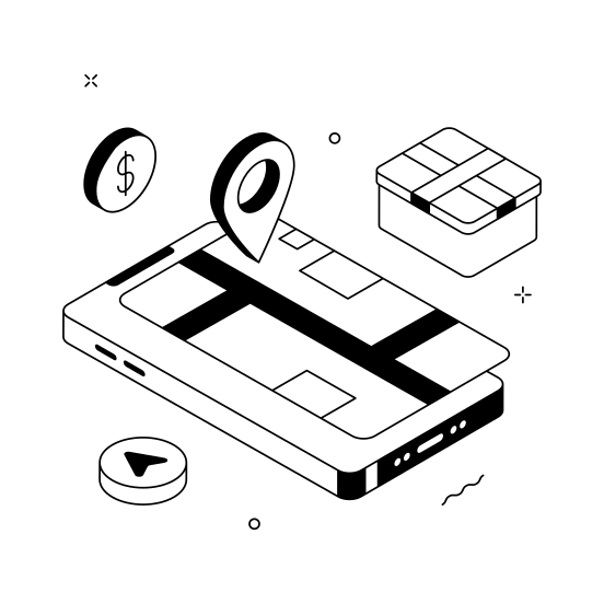 Order, Tracking, Location, Navigation, Destination, Ecommerce, Shopping, illustration