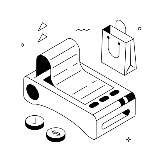 Pos, Point Of Sale, Terminal, Receipt, Printer, Invoice illustration