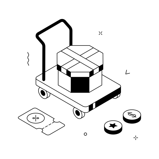Push, Cart, Hand, Truck, Gift, Present, Delivery, illustration