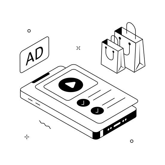 Shopping, Ads, Advertisement, Commercial, Digital, Marketing, Ecommerce, illustration