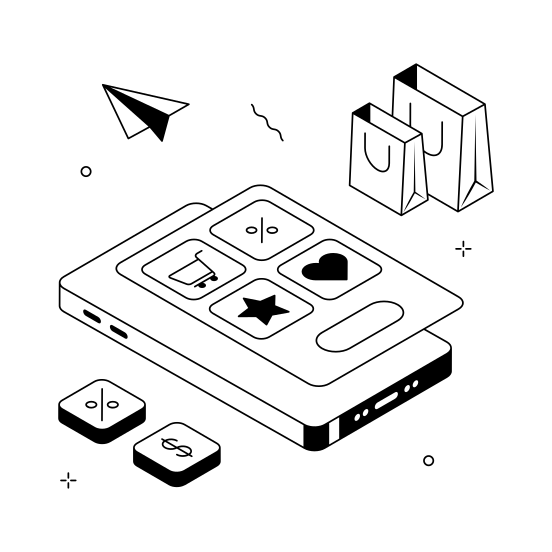 Shopping, App, Mobile, Ecommerce, Online, Smartphone, Technology, illustration