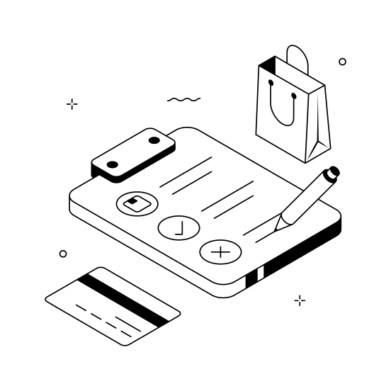 Shopping, List, Checklist, Ecommerce, Grocery, To Do, Online illustration