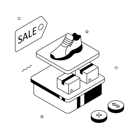 Shopping, Sale, Ecommerce, Shoe, Display, Discount, illustration