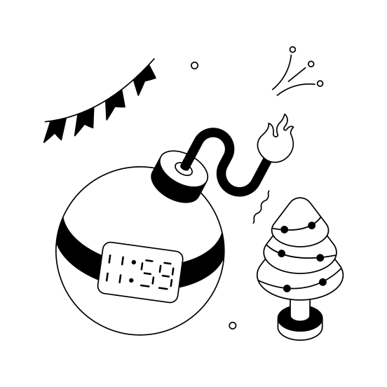 Christmas, Bomb, Countdown, Celebration, Festive illustration