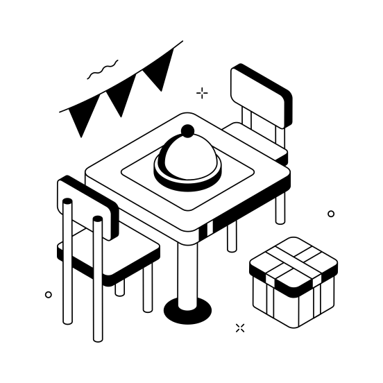 Christmas, Dinner, Meal, Giftbox, Feast illustration