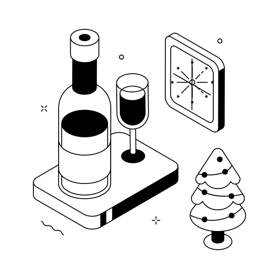 Christmas, Drinks, Celebration, Party, Decoration illustration