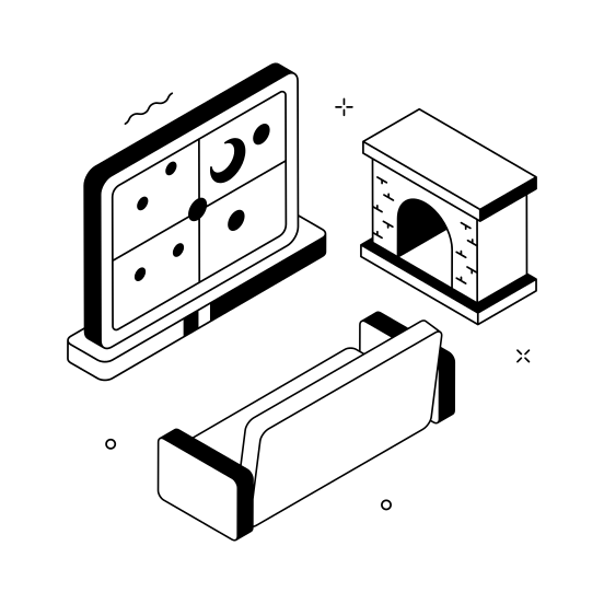 Christmas, Night, Fireplace, Celebration, Decoration illustration