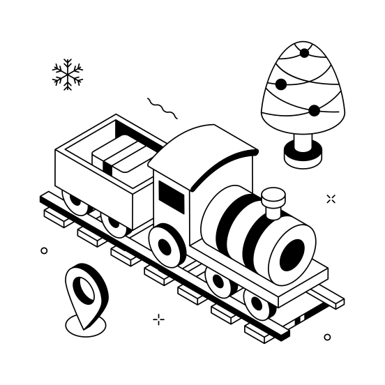 Christmas, Train, Celebration, Decoration, Gifts illustration