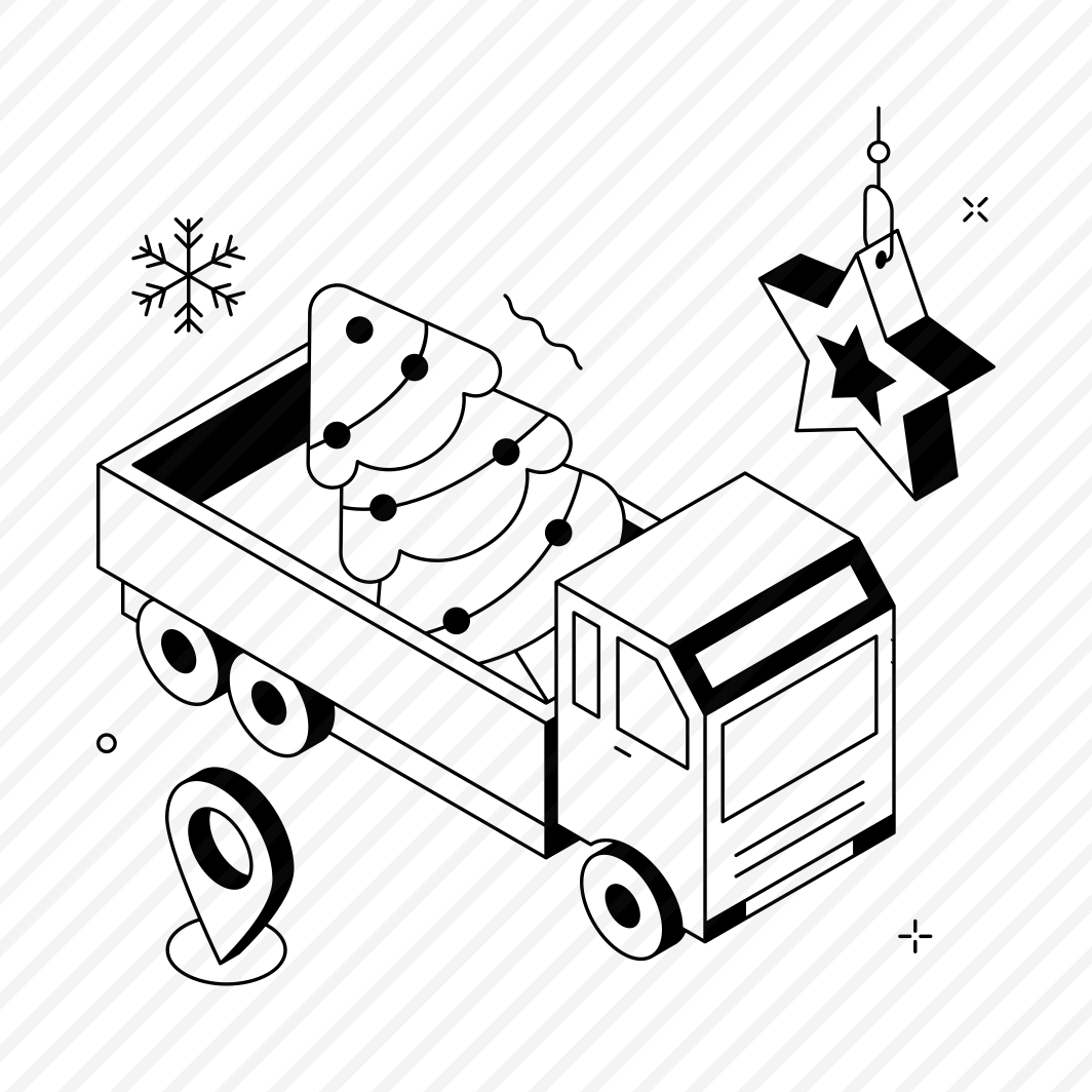 Christmas, Truck, Vehicle, Tree, Delivery preview