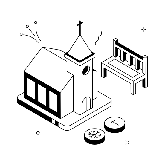 Church, Building, Christianity, Religious, Christmas illustration