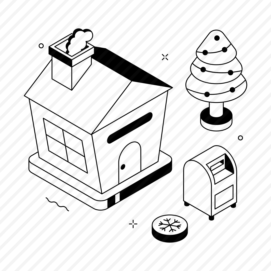 House, Snowy, Decorated, Christmas, Celebration, preview