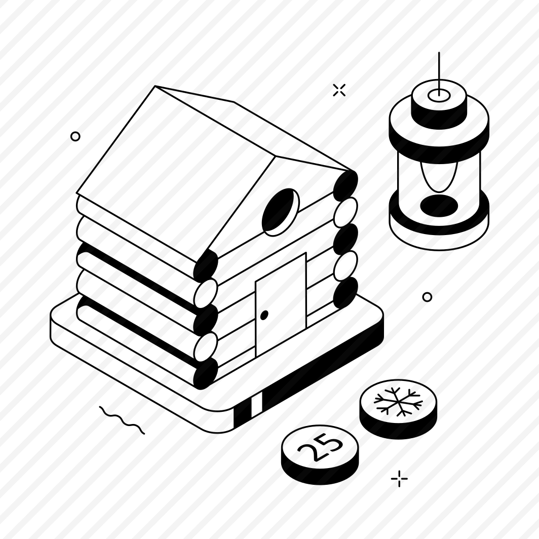 Log, Cabin, House, Decoration, Lantern preview