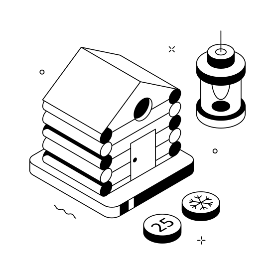 Log, Cabin, House, Decoration, Lantern illustration