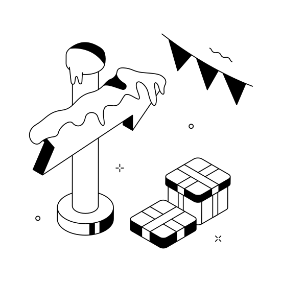 North, Pole, Santa, Home, Christmas illustration