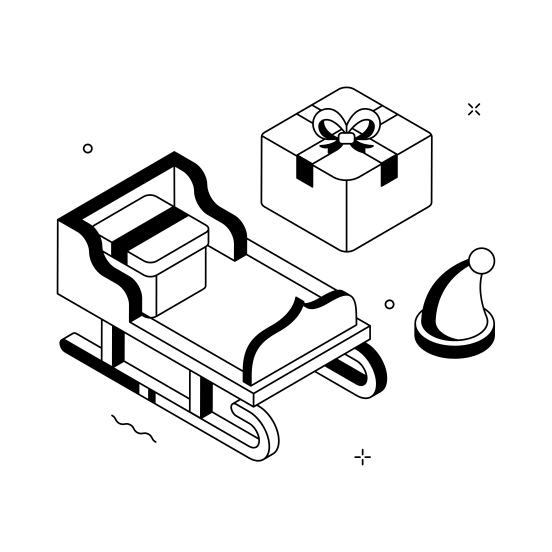 Santa, Sleigh, Sled, Vehicle, Gifts illustration