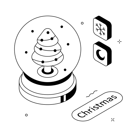 Snowglobe, Decoration, Gift, Ornament, Christmas, illustration