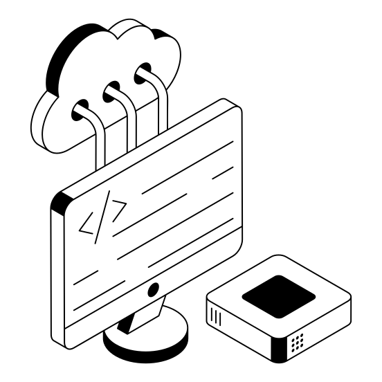 Cloud, Coding, Programming, Monitor, System illustration