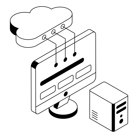 Cloud, Storage, Computing, Hosting, Monitor illustration