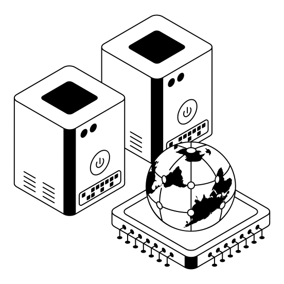 Hosting, Servers, Storage, Global, Web illustration