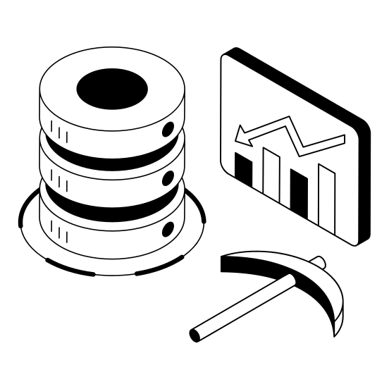Mining, Extraction, Pickaxe, Database, Db illustration