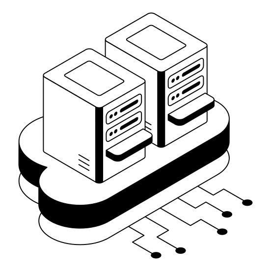 Servers, Storage, Hosting, Backup, Information illustration