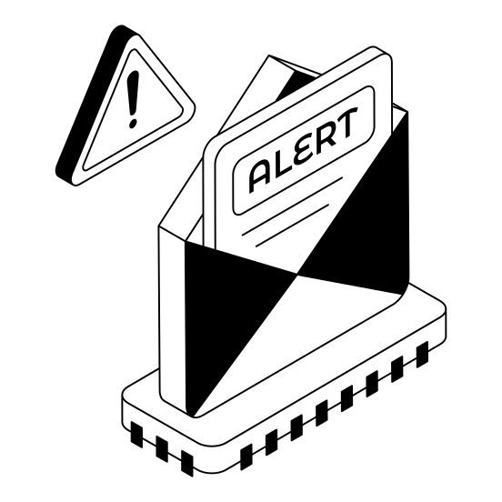 Alert, Spam, Message, Malware, Cybercrime illustration