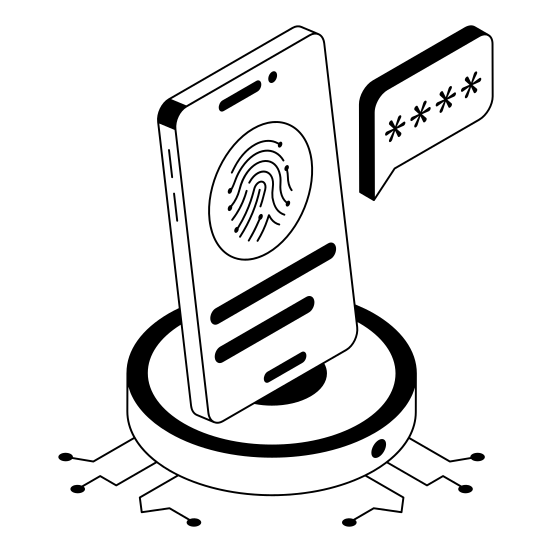 Biometric, Fingerprint, Mobile, Phone, Cybersecurity illustration