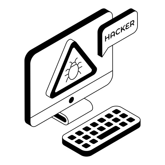 Bug, Malware, Virus, Hacking, Cyberattack illustration
