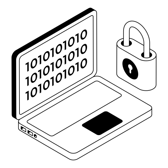 Code, Laptop, Cybersecurity, Protection, Safety illustration